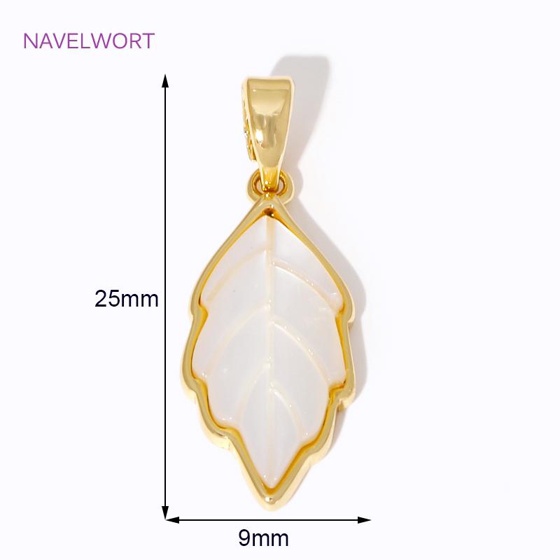 Trendy 18K Gold Plated Natural Shell Leaf Shape Pendant Charms For Bracelet Necklace Making Accessories DIY Jewelry Pendants