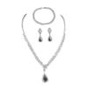 Premium lyx superblinkande diamant halsband örhängen armband tredelat set