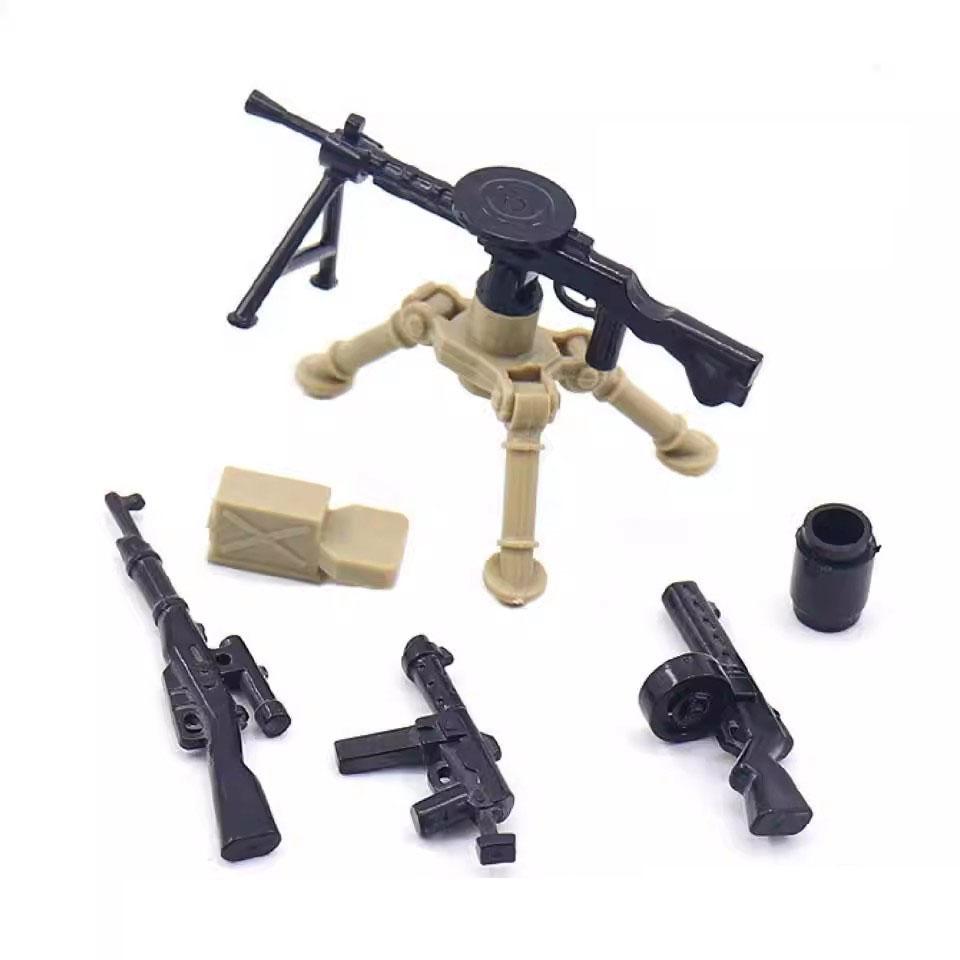 MOC WW2 Militärpistole Kanone Bausteine Schwere Waffen Kriegsszene Soldaten Armee Figuren Zubehör Waffen Steine Spielzeug