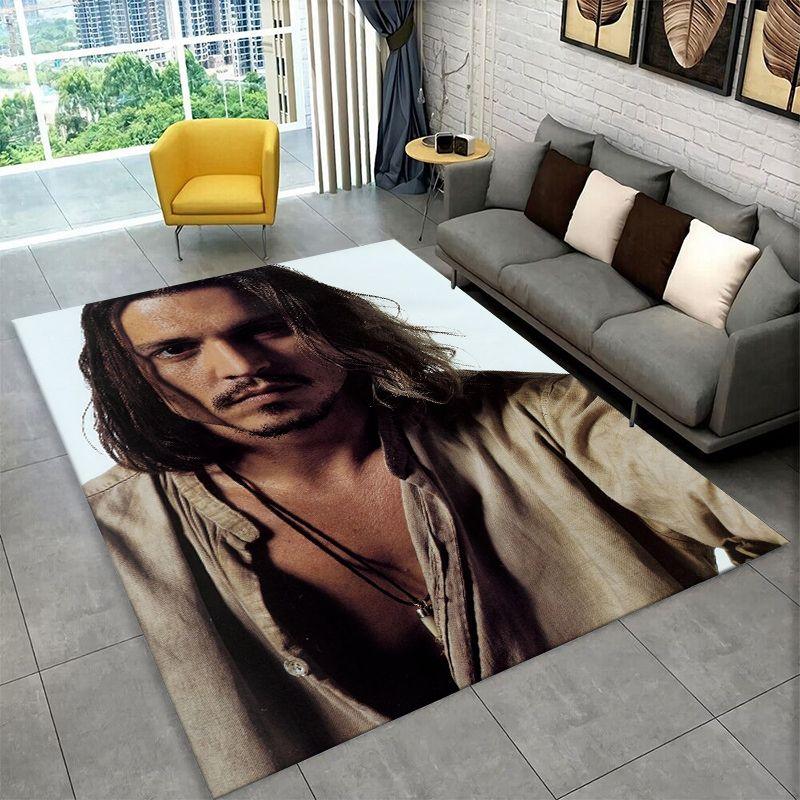 Fashion Johnny Depp Star Carpet Rug for Playroom Bedroom Living Room Sofa Home Decor,kid Game Area Rug Non-slip Floor Mat Gift