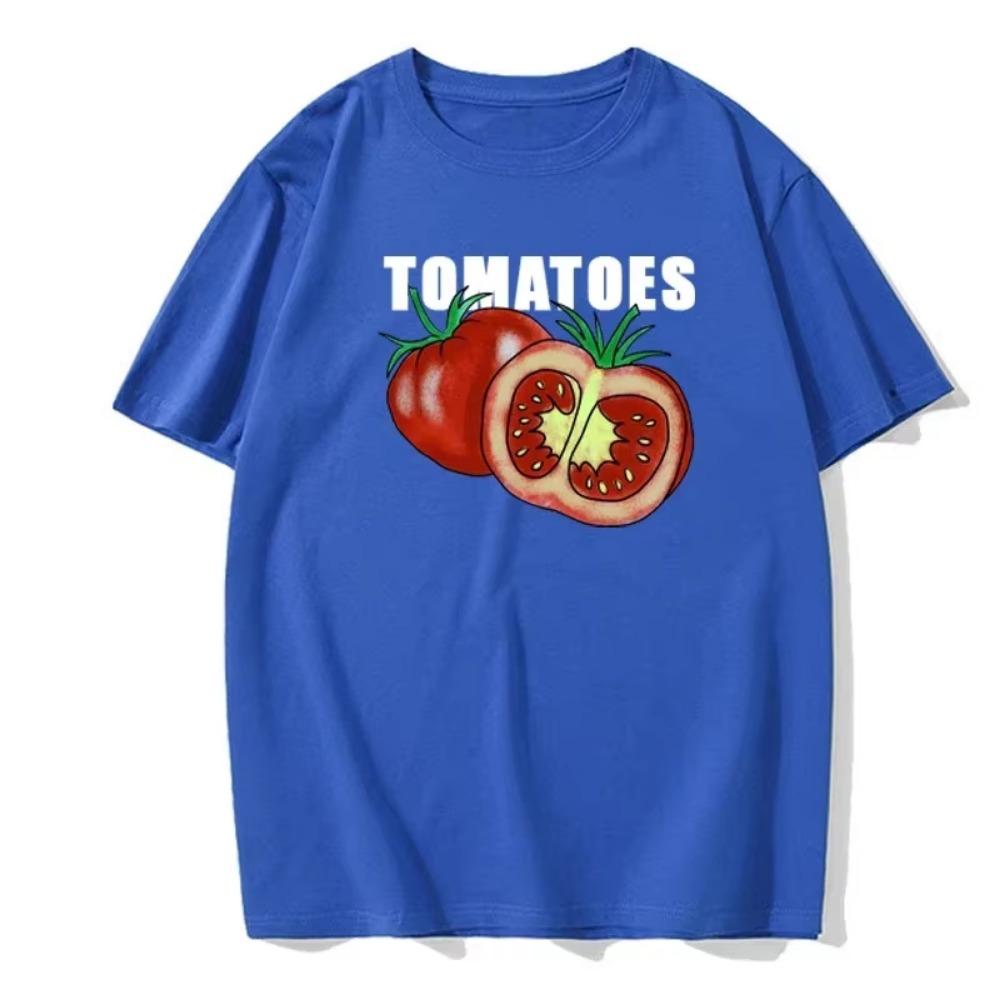 Summer Fashion Tomato Retro Men's English Letter Round Neck High Quality Casual Fitness Street European Size T-Shirt