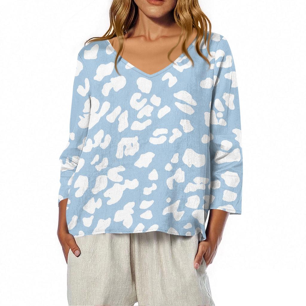 3/4 Length Sleeve Womens Tops Summer Trendy  V-Neck Blouses Dressy Casual  T-Shirt Summer Outfits Beach Vacation