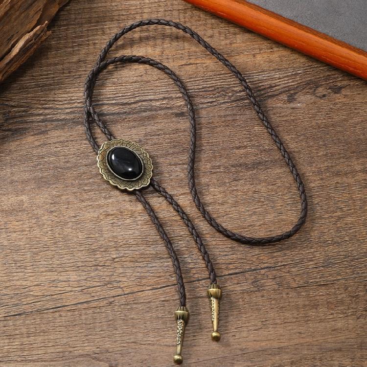 Men Bolo Tie Metal Eagle Bird Stone Cowboy Hat Western Necklace Costume Accessory