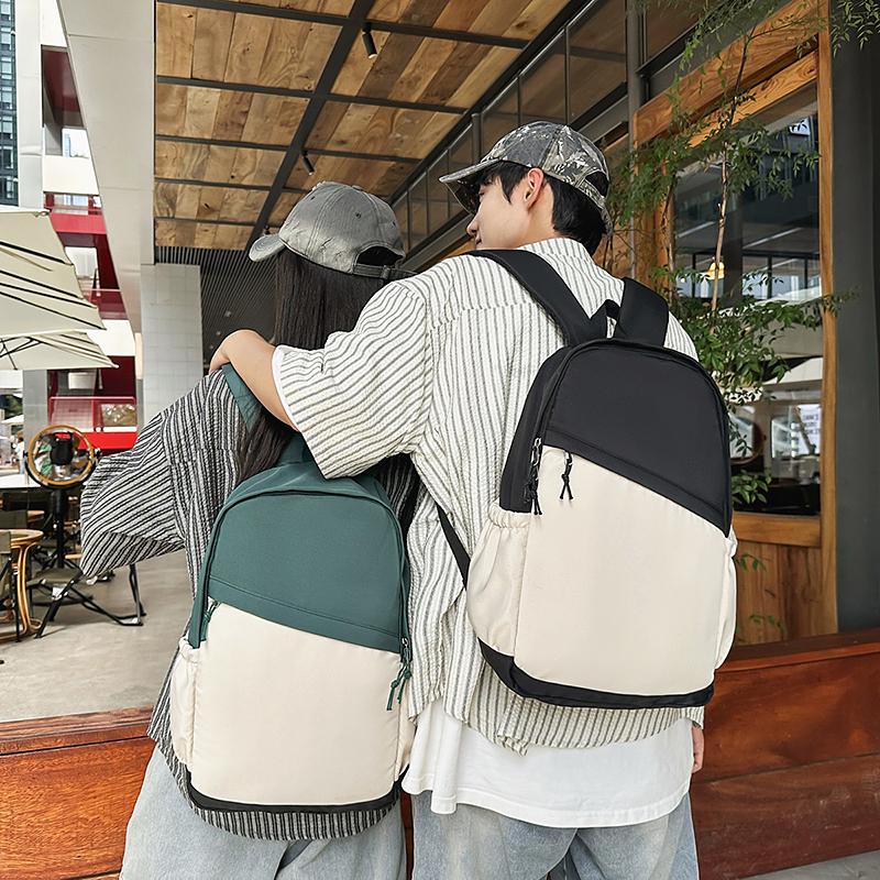 Student Schoolbag Men's Large Capacity Backpack Contrast Color Lightweight Women's Backpack