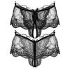 Mens Sissy Lace Panties Crotchless Underwear Lingerie Ladies Briefs Floral Briefs Bow Panties