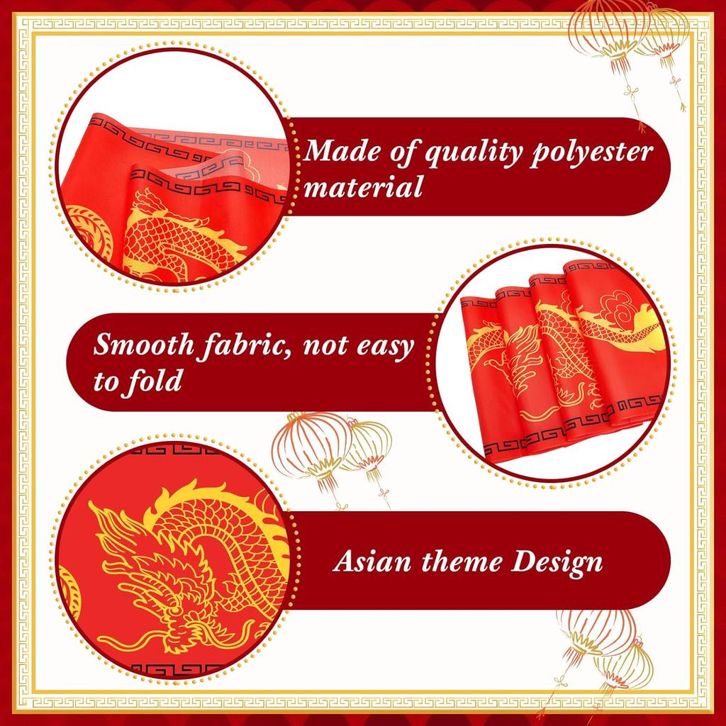 Chinese Dragon Printed Table Runner 11 Inch x 5.9 ft Asian Table Runner Chinese Party Decorations for Spring Festival Party Supplies Kitchen Dining