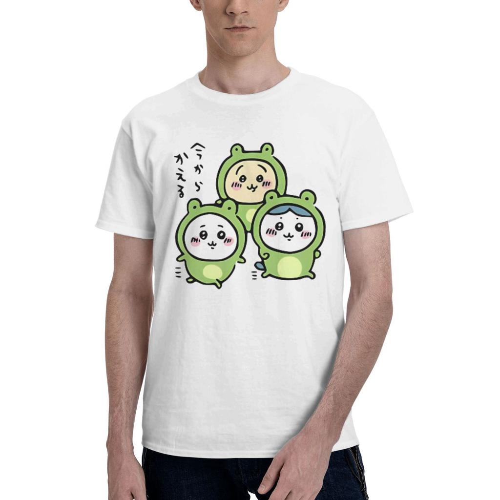 Haikyuu T-Shirt Chiikawa And Friends Frogs Hachiware Usagi Kawaii Bear Cat Cotton T Shirts for Men's Short Sleeve Clothing