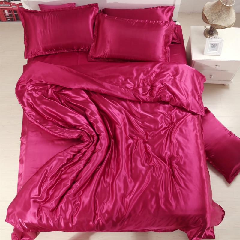 Bedding Set Solid Color Luxury Bedding Kit Rayon Satin Duvet Cover Set Twin Queen King Size Bed Set /3pcs/4pcs