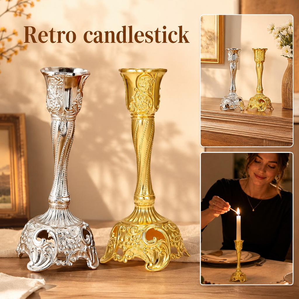 European Vintage Single Candle Holder, Alloy Tea Light Candlestick for Home Decor
