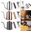 Coffee Pot with 600ml Stainless Steel Kettle Wooden Handle for Cafe Shop