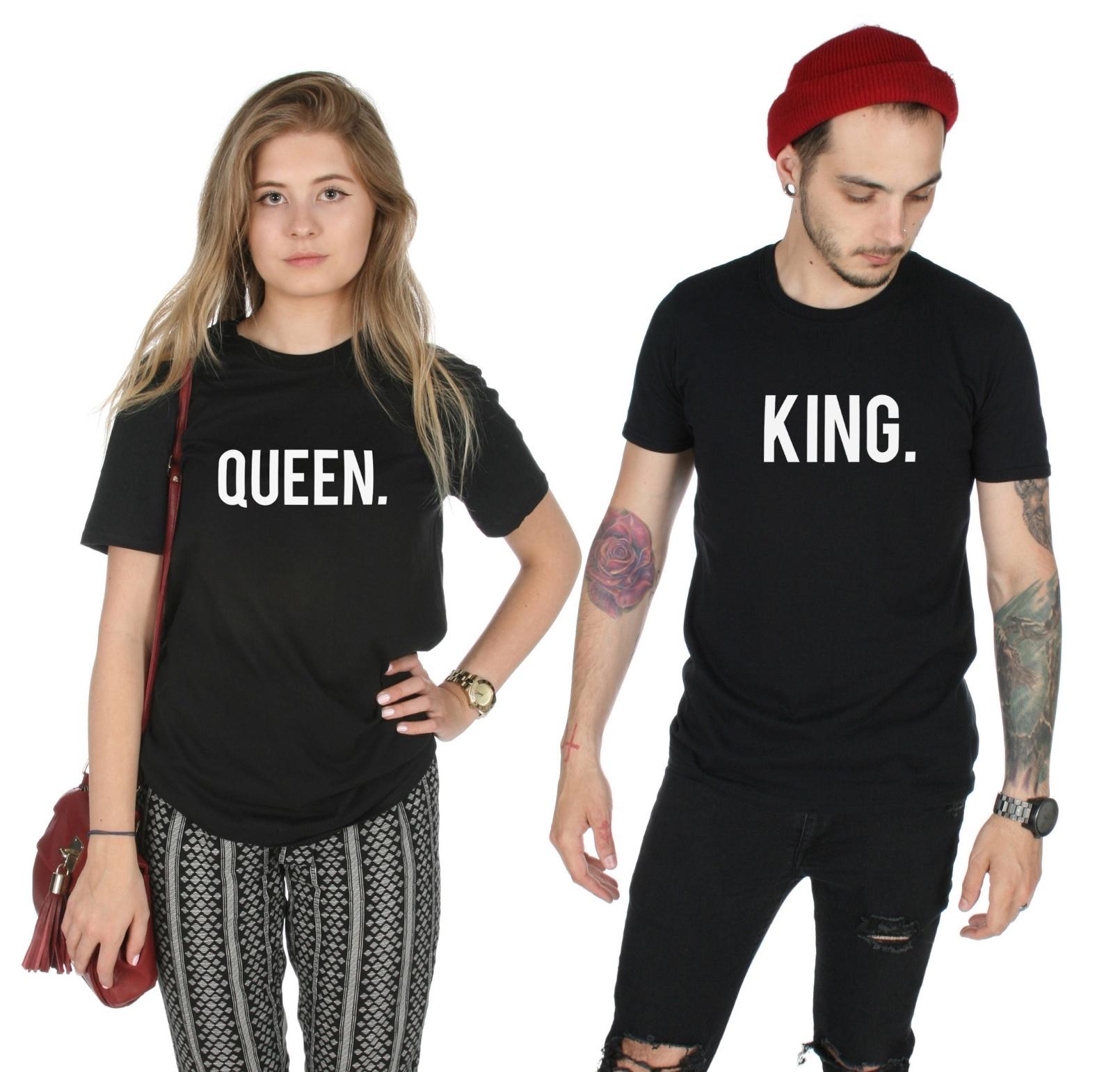 King and Queen Matching T-shirt T-shirts Set Top Funny Valentines Day His Hers S