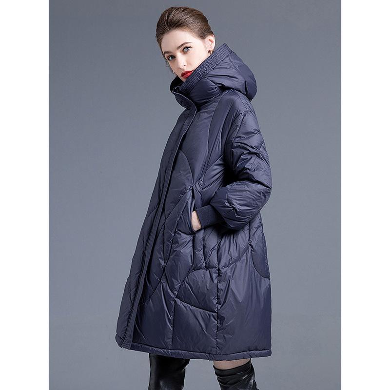 New down jacket medium and long high-end autumn and winter high-end light luxury hooded thickened warm down jacket women