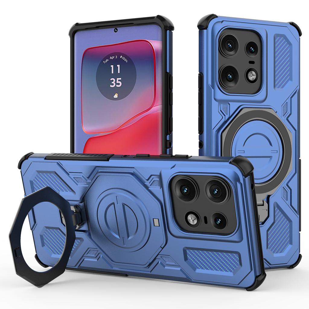 For Motorola Edge 50 Pro 5G Magnetic Case Rotating Metal Kickstand PC+TPU Phone Back Cover