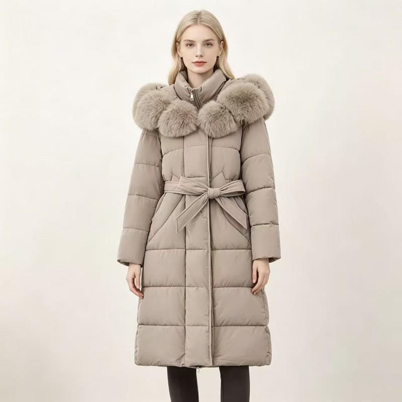 Womens Mid-Length Hooded Puffer Coat With