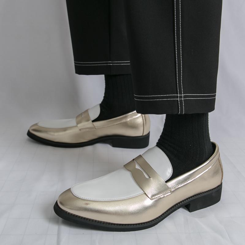 Fashion Open Mouth Laughing Leather Loafers Fashionable Color Blocked Men Low Cut Leather Shoes Elegant Business Office Men Casual Shoes