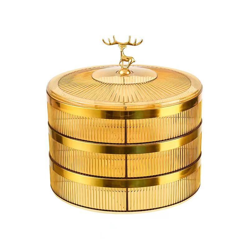 Clear Divided Fruit Plate with Lid: Sealed Storage Box for Living Room or Coffee Table