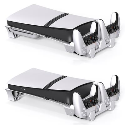 Horizontaler Ständer und Kühlstation mit USB-Hub, Dual-Controller-Ladegerät, 2 Controller-Ladegerät für PS5 Slim/PS5 Pro Disc & Digital