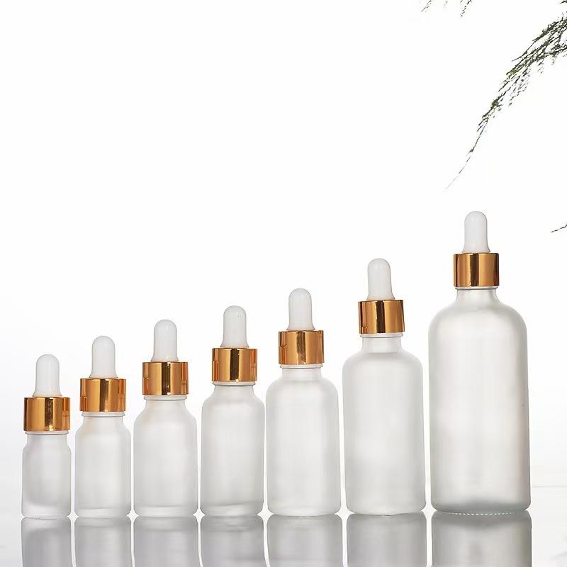 10/50/100ML Clear Frosted Glass Bottles Dropper Lotion Bottle Glass Empty Bottle Reusable Dispensing Bottles