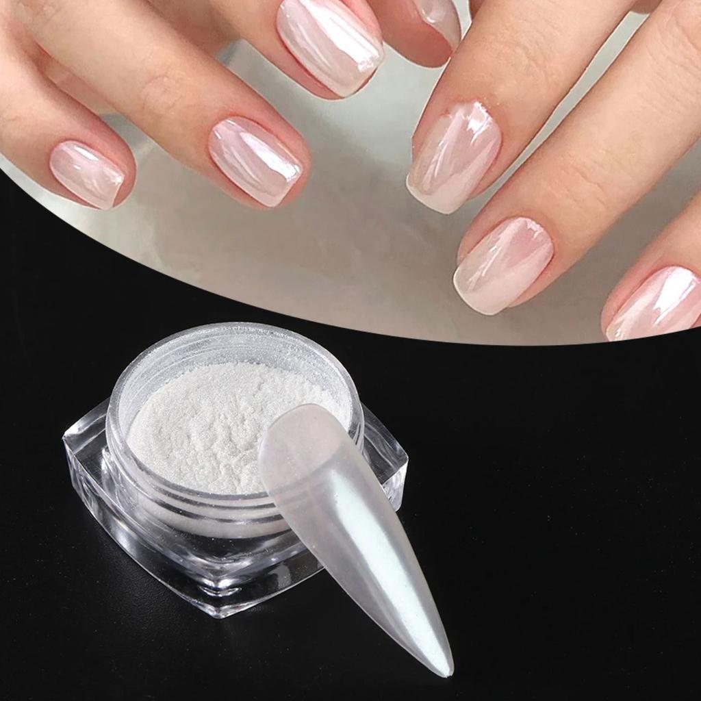 Pearl White Rubbing on Nail Art Glitter Dust Chrome Aurora Yellow Purple Manicure Decorations Mirror Mermaid Nail Powder Pigment