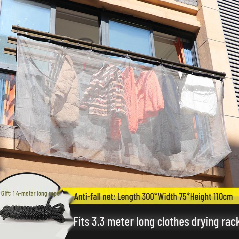 Retractable Outdoor Clothes Drying Rack with Anti-Drop Mesh Bag and Protective Quilt Net Cover