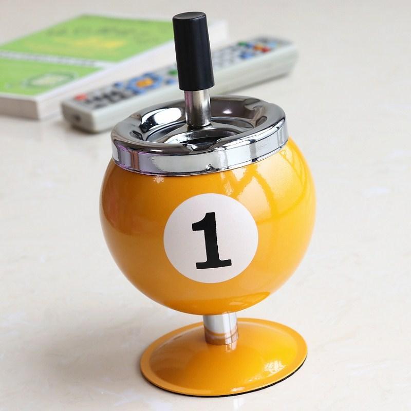 Hot Selling Creative Metal Ashtray Lidded Anti Smoke Ash Flying For Office Billiard Bar KTV Home Decor