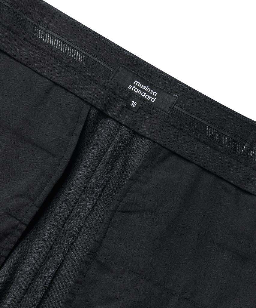 Musinsa Standard Summer Wool Two-Tuck Wide Hidden Elastic Waist Slacks [Charcoal Gray]
