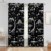 Set Of 2 Black White Dinosaur Cartoon Print Curtains Polyester Bedroom Living Room Kitchen Kids Decorative Curtain For Made
