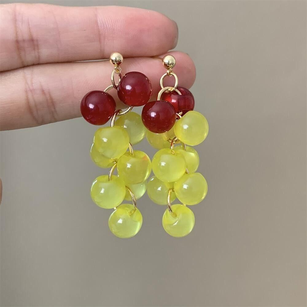 Korean Style Grape Earrings Bohemia Earrings Beads Earrings Sweet Fruit Dangle Earring  Summer