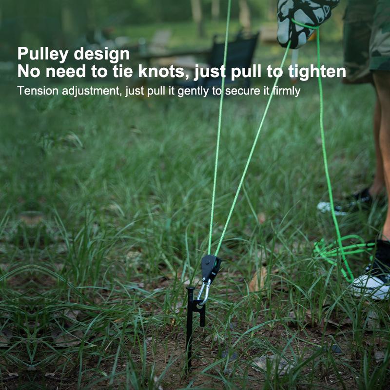 1PC 4M Reflective Outdoor Tent Rope with Ratchet Pulley for Camping, Awning, Wind Rope