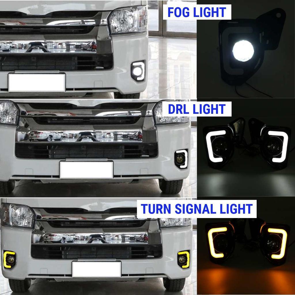 Led DRL Daytime Running Lights Fog Lamp Assembly with H11 Bulbs 6000K~6700K For Toyota Hiace 2014-2018