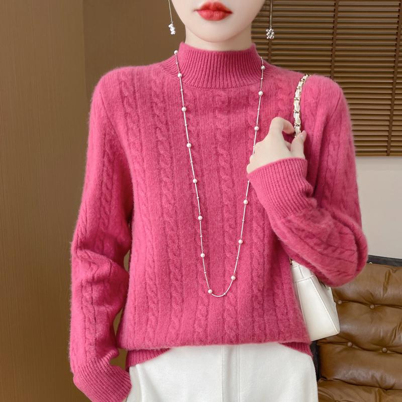 Women's Cashmere Sweater Qinghe Cashmere 30% Cashmere 70% Wool Autumn and Winter Pullover Warm and Fashionable