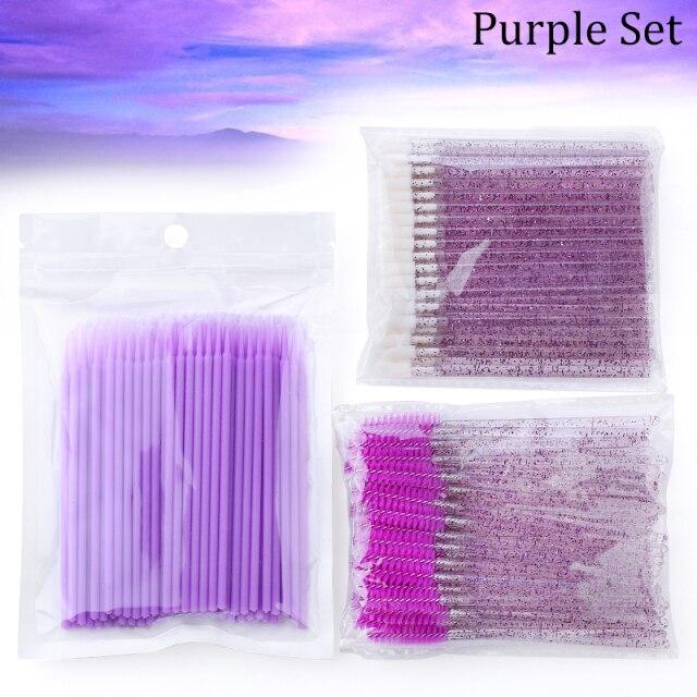 Eyelash Extension Supplies Kit Mascara Applicator Lashes Brush Crystal Cotton Swabs Glue Ring Tape Eye Pad Eyelashes Makeup Tool