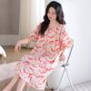 Pajamas Women's Summer with Chest Pads Short Sleeves Cotton Pajamas Skirts Long Summer Thin Maternity Large Size Dresses