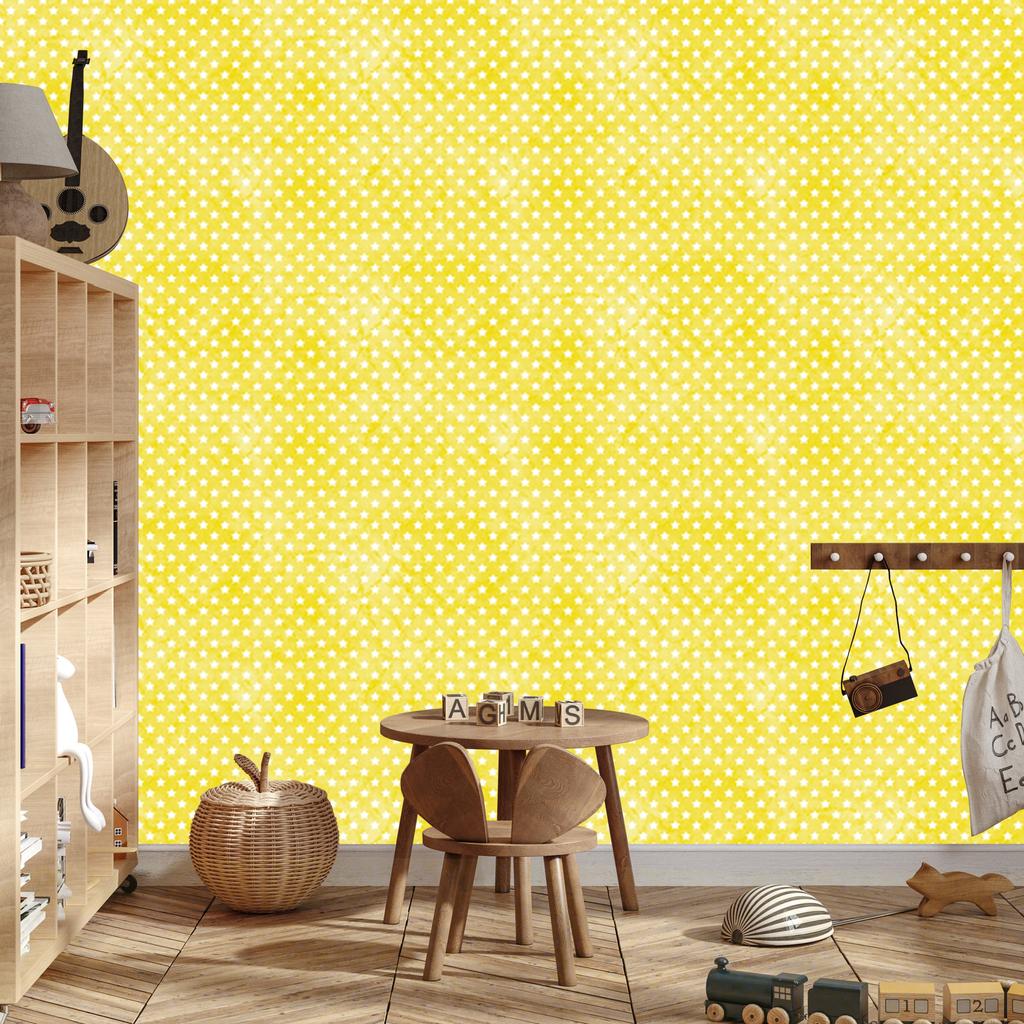 Stars Yellow Wallpaper for Living Room and Bedroom 50x1000