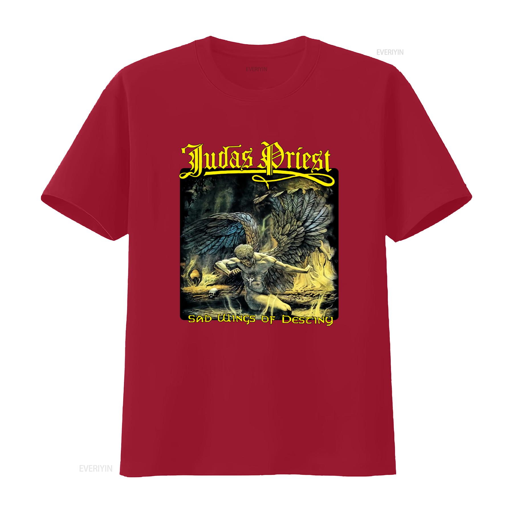 Judas Priest Sad Wings Heavy Metal Band T Shirt Rock Music Print vintage Washed Stylish graphic Comfortable homme Unisex S