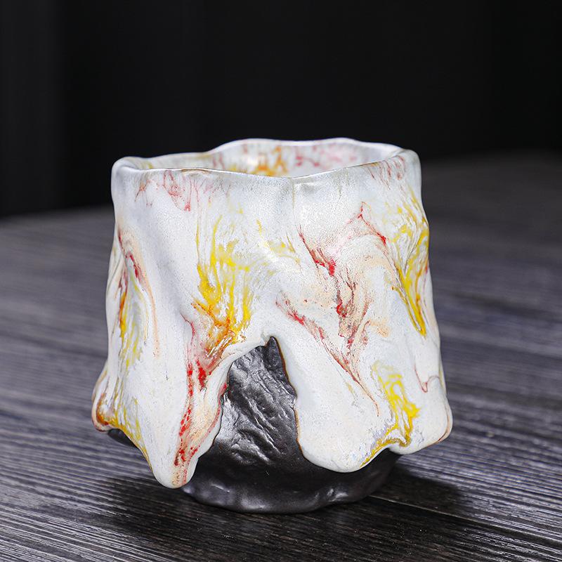 Japanese-style Retro Yamagata Ceramic Teacups Retro Handmade Rough Pottery Single Ceramic Kung Fu Tea Set Tea Accessories