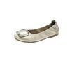 First-layer cowhide thin-soled casual shoes women's Korean version of rhinestone grandma shoes one-pedal casual half-fold egg roll dancing shoes