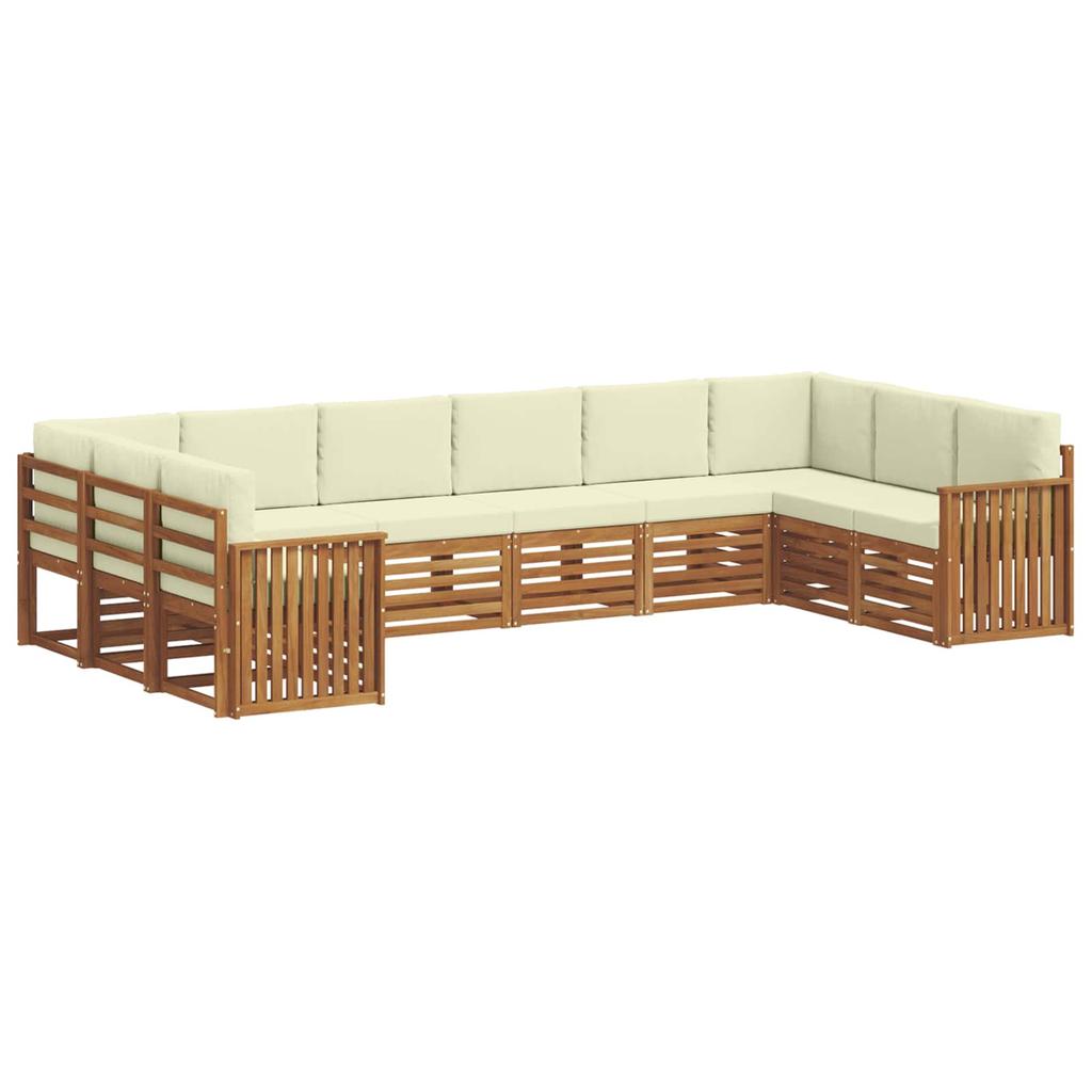 Corner Sofa Set with Cushions 10 Pcs Natural and Cream