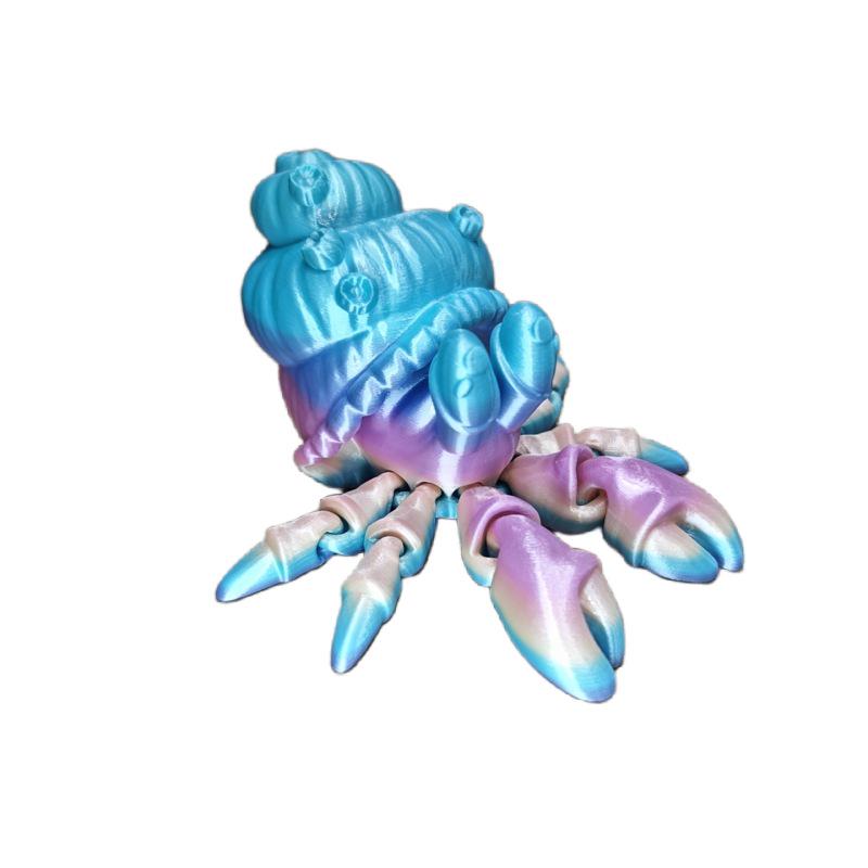 Colorful 3D Printed Hermit Crab Figurine Toy for Display & Landscaping Small (8.5 cm)