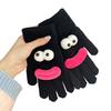 Vtipné kreslené pletené rukavice Roztomilé velké oči Teplé rukavice Zimní žebrované rukavice s dotykovou obrazovkou na řízení, dojíždění, cyklistiku, každodenní pochůzky