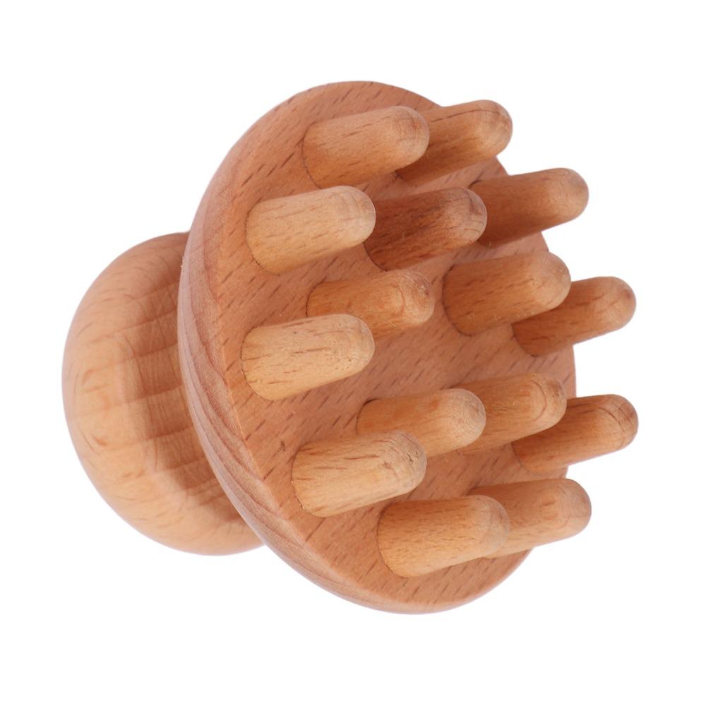 Ergonomic Handle Manual Massage Tool Mushroom Shape Wooden Massager Scalp Massager Full Body Use