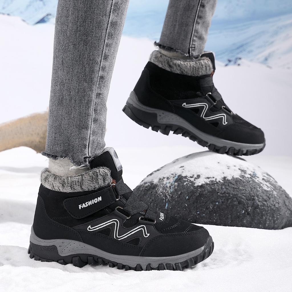 Height-increasing couple snow boots winter velvet warm men's and women's outdoor cotton shoes medium top sports cotton shoes women's shoes