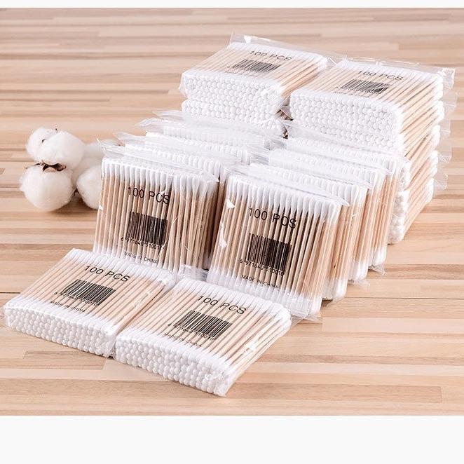 

100 шт. Одноразовые двухсторонние ватные палочки для нежного снятия макияжа и очищения кожи