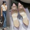 Fashion Women High Heel Pumps 6cm/9cm Pointed Toe Stiletto Low Heel Women's Shoes Office Lady Rhinestone Shoes Pink Heels Wedding