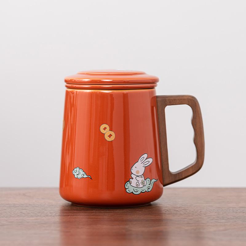 Ceramic Mug, Tea Separation, Tea Cup, Personal Water Cup, Tea Set, Mid-Autumn Festival Year of the Rabbit Gifts