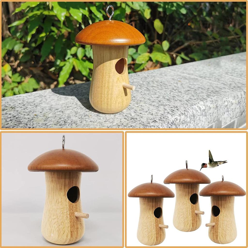 Hummingbird House Outdoor Hanging Wooden Bird Feeder Wooden Hummingbird House