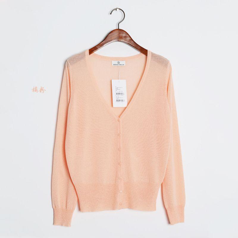 

Summer 2024 Ice Silk Sweater Thin Women s Cardigan Short Long Sleeves Ultra-Thin Sun Protection Clothing Outerwear Office Cardigans Shawl Orange powder 4XL