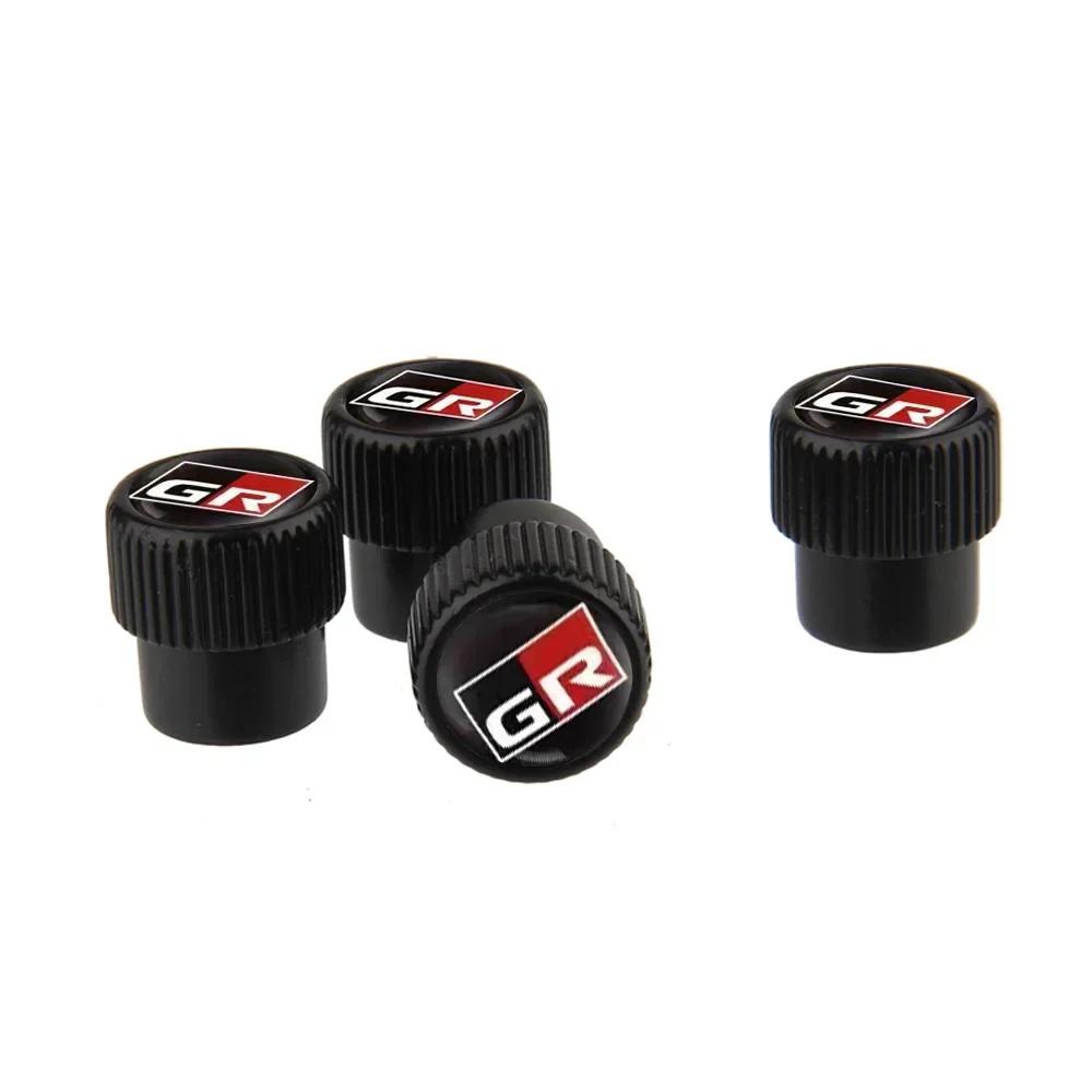 ANS1 4pcs Car Wheel Tire Valve Caps Dustproof for Toyota GR Sport Gazoo Camry Corolla Hilux Tacoma Aqua Avensis CHR Prius Yaris Rav4