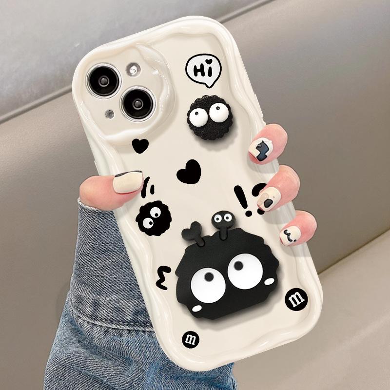 Applicable To Apple 14promax Mobile Phone Case for Women's IPhone 15/13 Cute Small Coal Ball Three-dimensional Doll 12