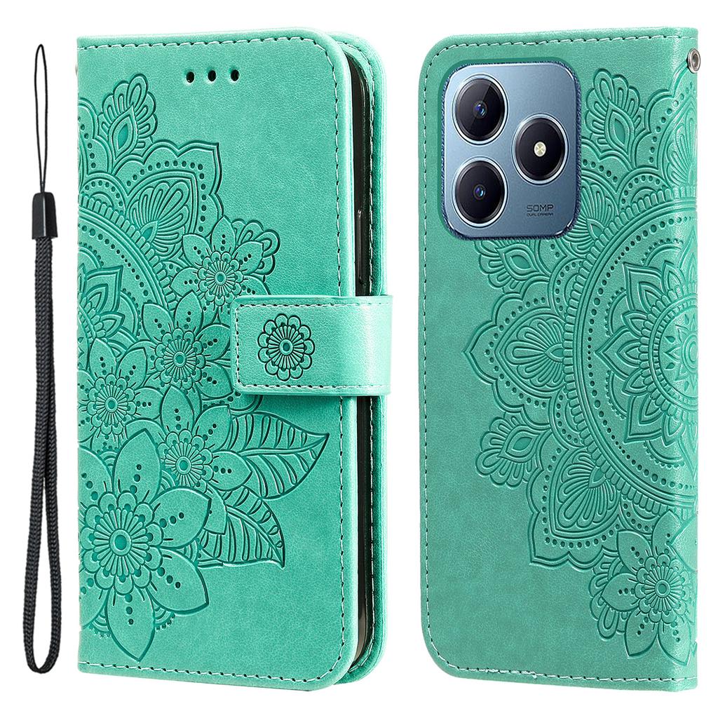 Para Realme Note 60x 4G/C63 4G/C61 4G/Note 60 Capa Padrão Floral Carteira de Couro PU com Suporte Capa de Telefone
